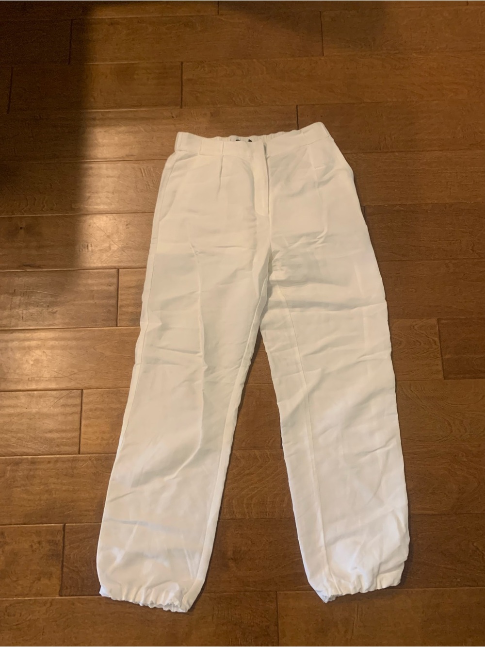 Classic White Elastic-Hem Track Pants